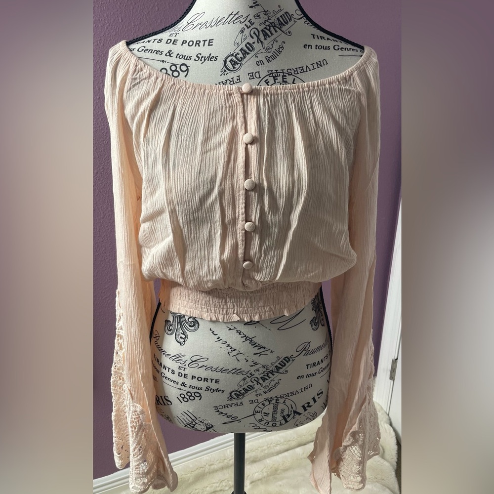 Chic Blush Button-Up Women's Blouse